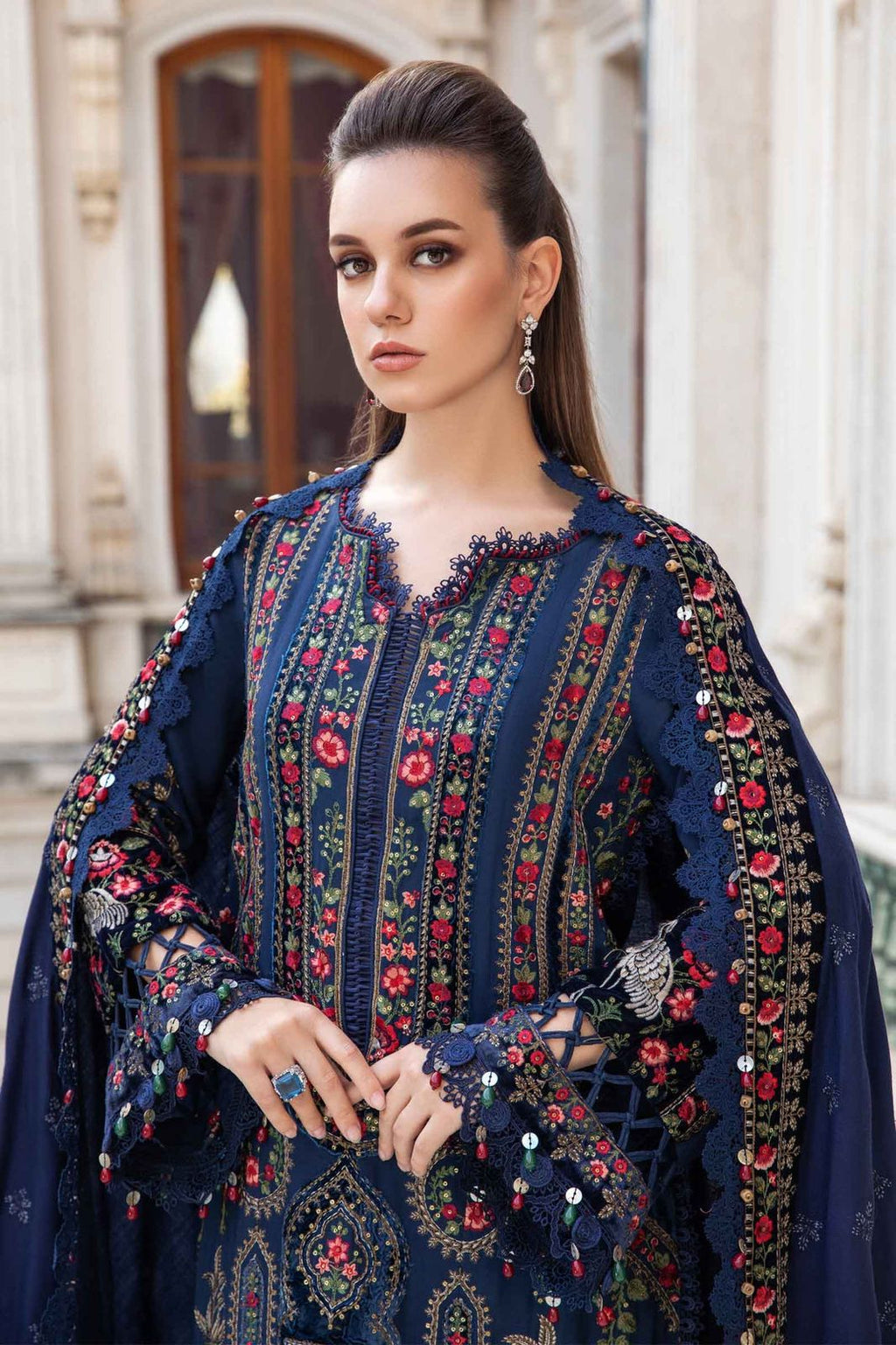 Maria B Unstitched Luxury  3-Piece Suit – Fine Quality Lawn with Organza Cutwork Embroidered Dupatta