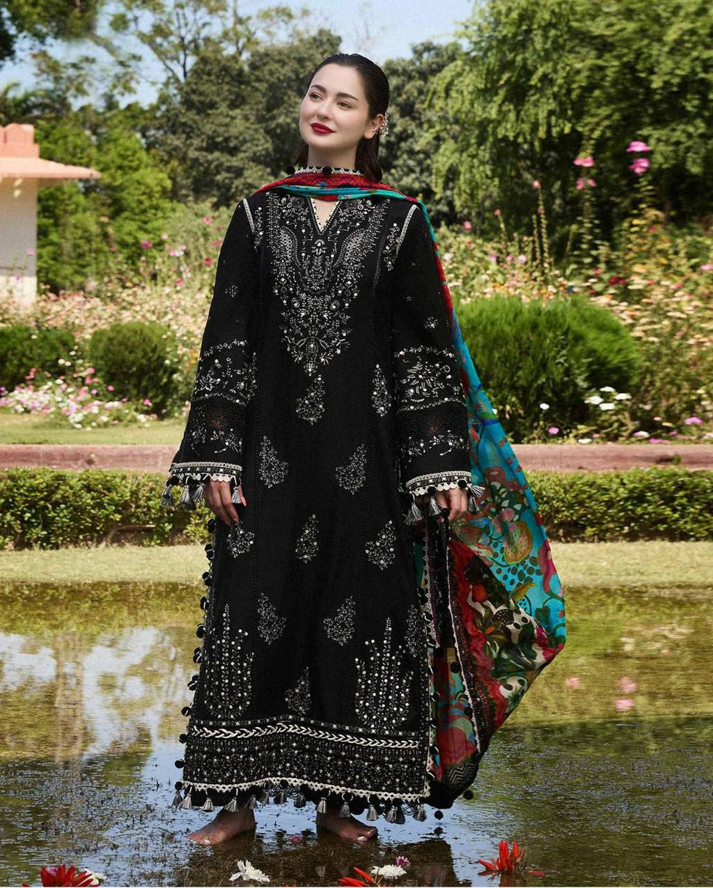 Asim Jofa 3-Piece Unstitched Heavy Embroidered Dhanak Suit with Printed Woolen Shawl"