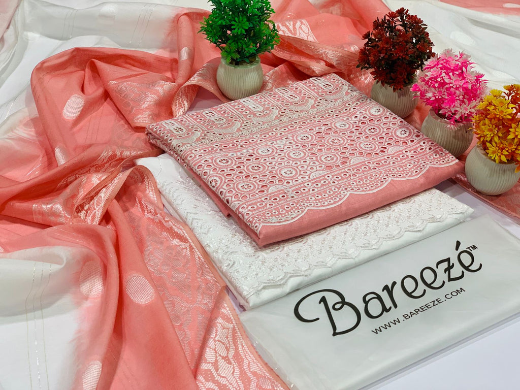 Bareeze – Chikankari Doriya Cotton 3PC Suit with Diamond Barosha Dupatta