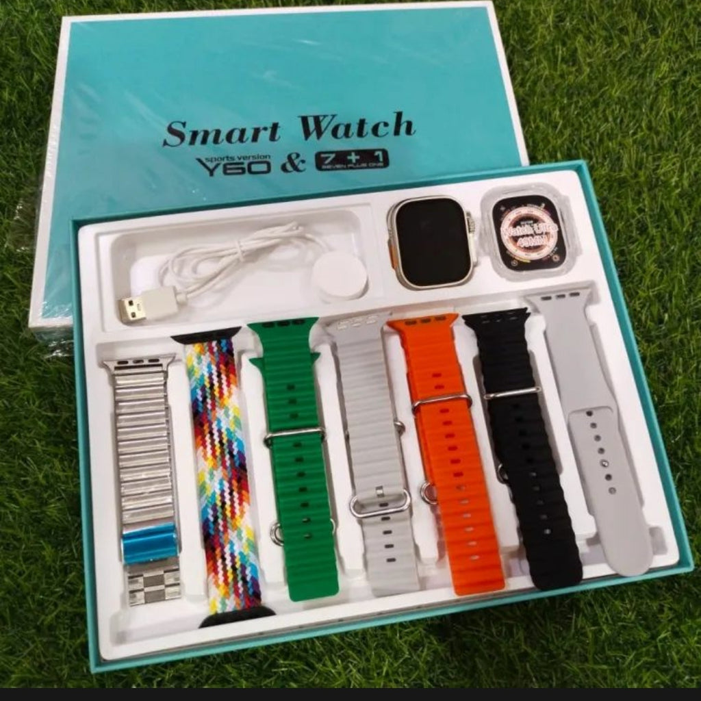 Y60 Smart watch with 7 Straps complete