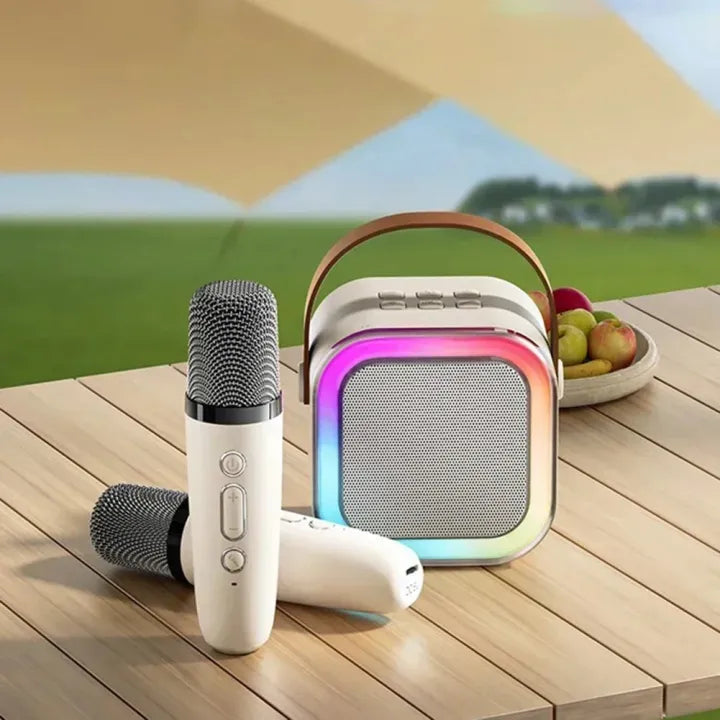 Karaoke Machine for Kids & Adults with Wireless 2 Mics – Portable Bluetooth & Dynamic Lights