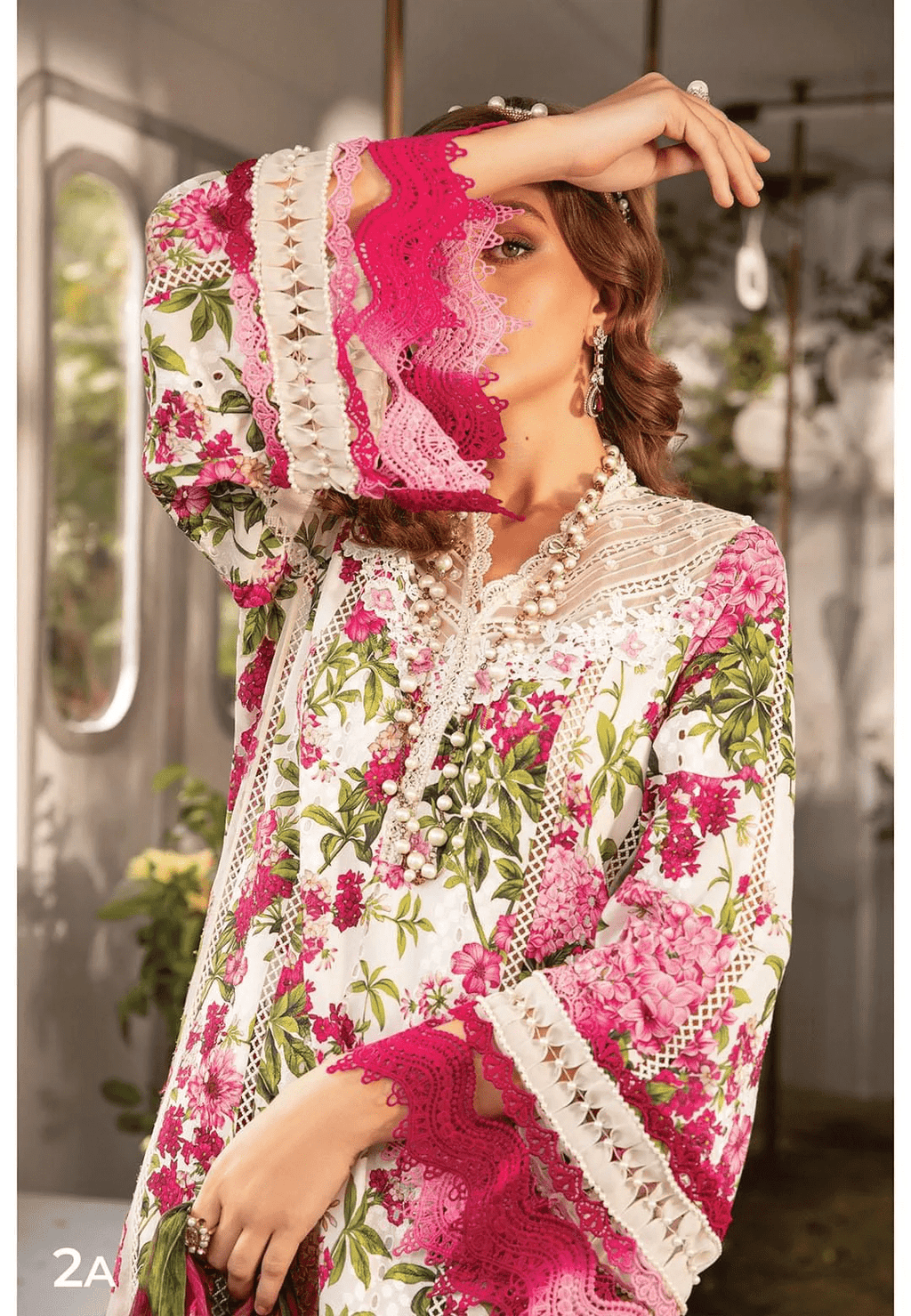 Maria B White & Pink Digital Emb New Arrival Lawn 3pc