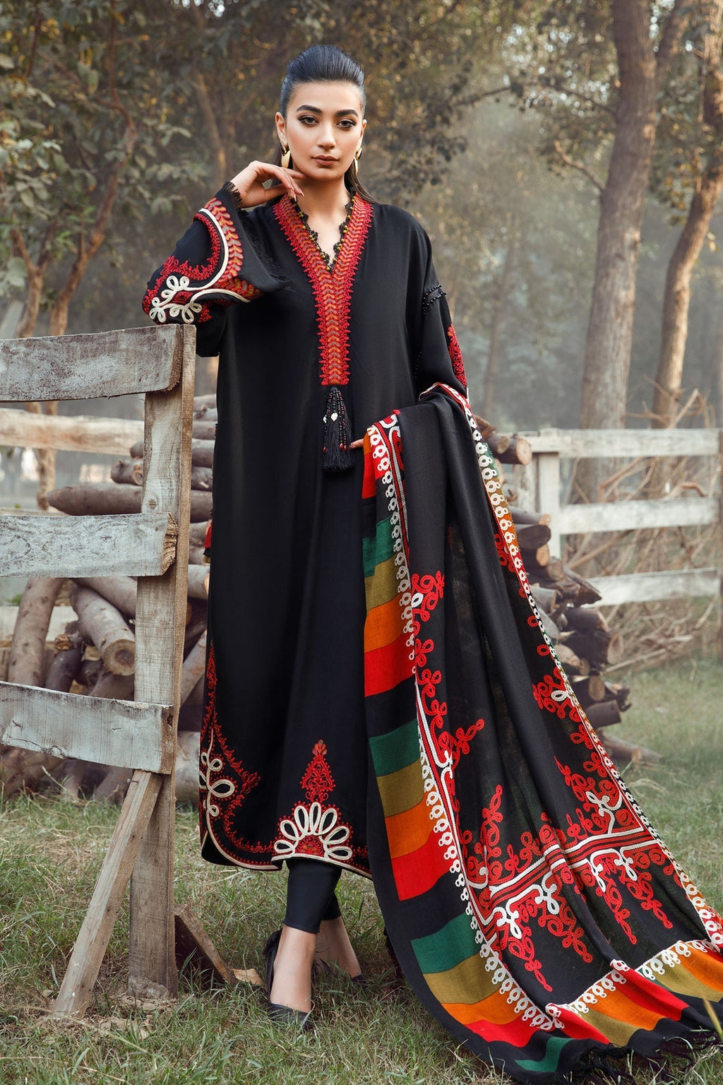 Maria B 3PC Fully Embroidered Dhanak Suit