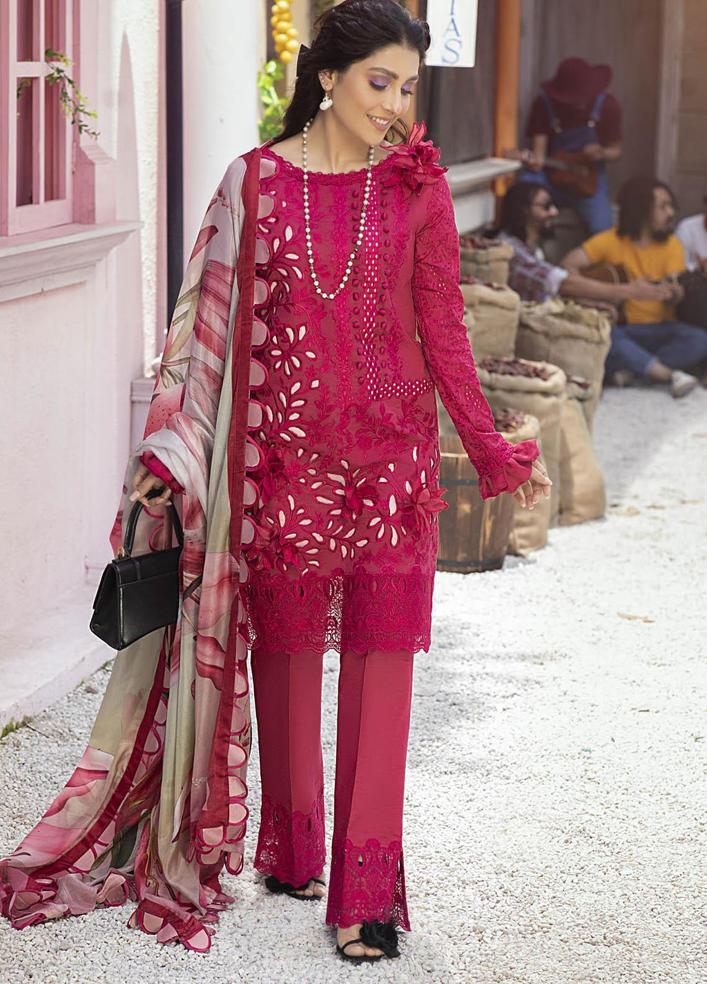 Mushq Luxury 3PC Lawn Suit with Diamond Voil Dupatta