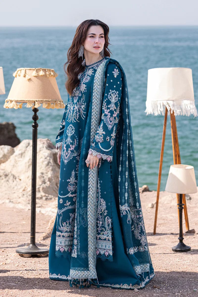 Zara Shahjahan Luxury Lawn Embroidered 3PC Unstitched Suit – Timeless Elegance