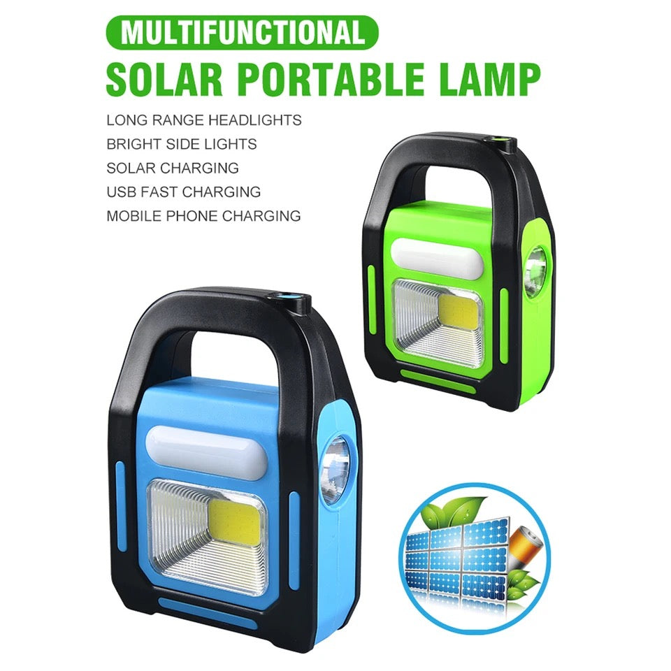 3-in-1 Solar Rechargeable Handy Lamp with 3 Modes Light and Built-in Power Bank