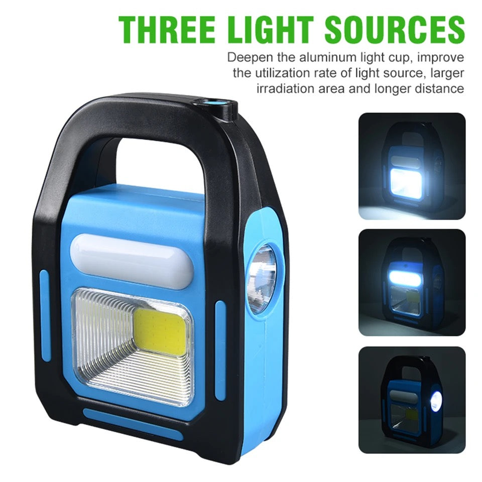 3-in-1 Solar Rechargeable Handy Lamp with 3 Modes Light and Built-in Power Bank