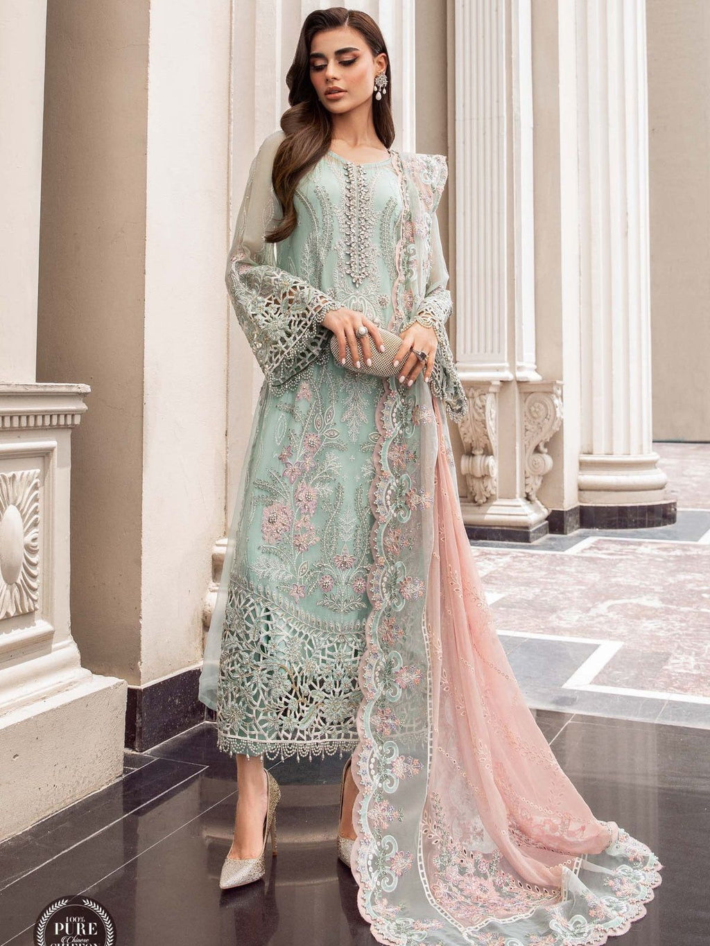 Maria B Luxury Wedding Embroidered Chiffon – 3PC Unstitched Suit