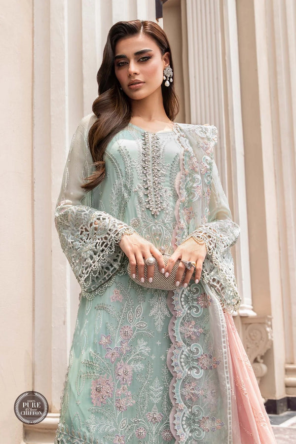 Maria B Luxury Wedding Embroidered Chiffon – 3PC Unstitched Suit