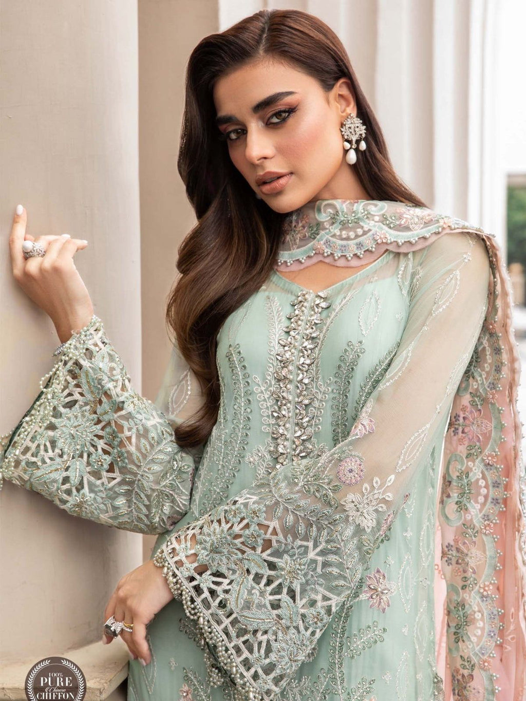 Maria B Luxury Wedding Embroidered Chiffon – 3PC Unstitched Suit